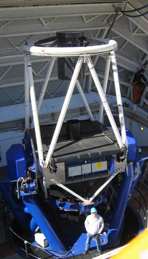 Prof. Bode standing front of the telescope.